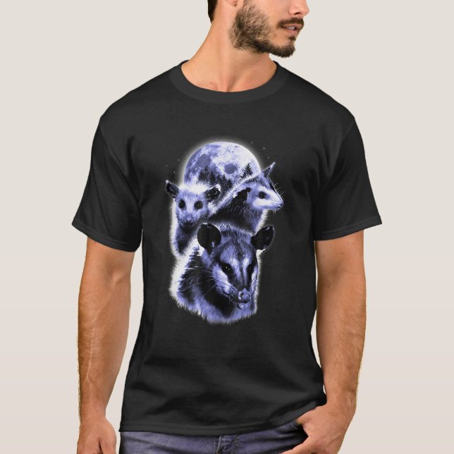 Three Opposum Moon With 3 Possums And Dead Moon T-Shirt (Front)
