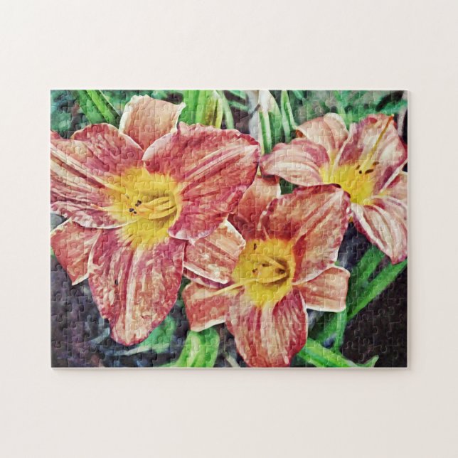 Three Orange Lily Flowers Art Puzzle (Horizontal)
