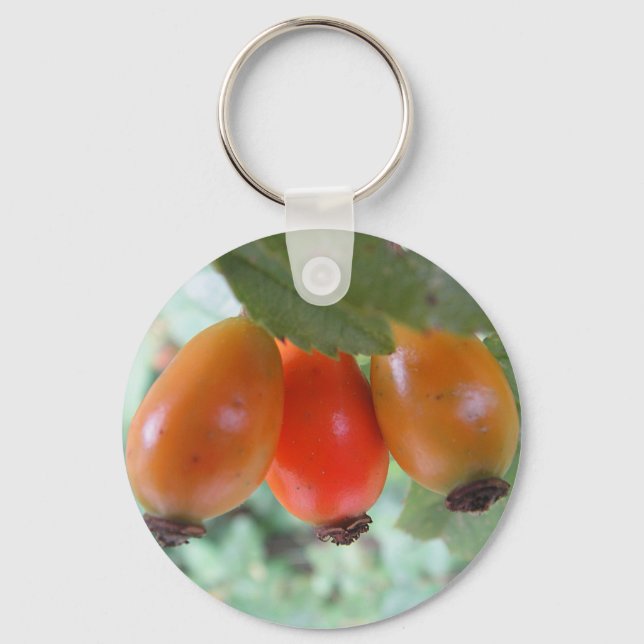 Three orange rosehips key ring (Front)
