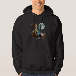 Three Orange Tabby Cats Howl At Moon 3 Wolfs Paro Hoodie