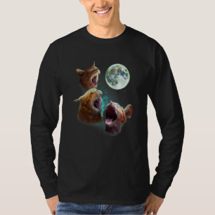 Three Orange Tabby Cats Howl At Moon 3 Wolfs  Paro T-Shirt