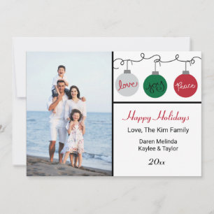 Three Ornaments Happy Holidays - Holiday Card
