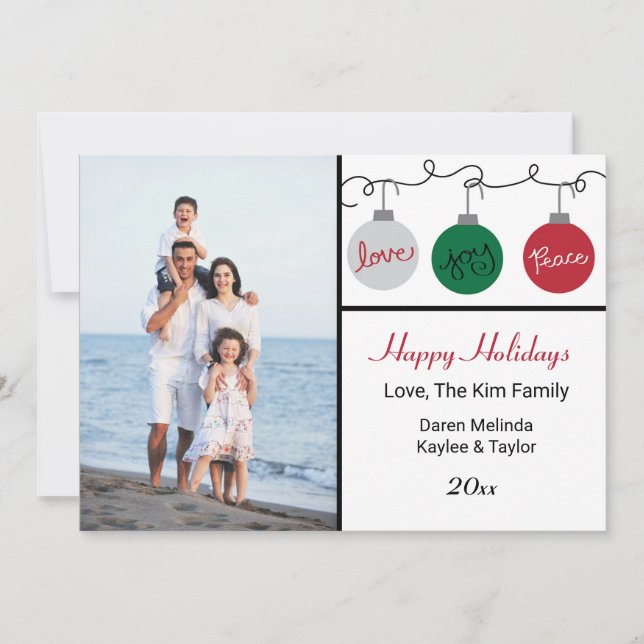 Three Ornaments Happy Holidays - Holiday Card (Front)