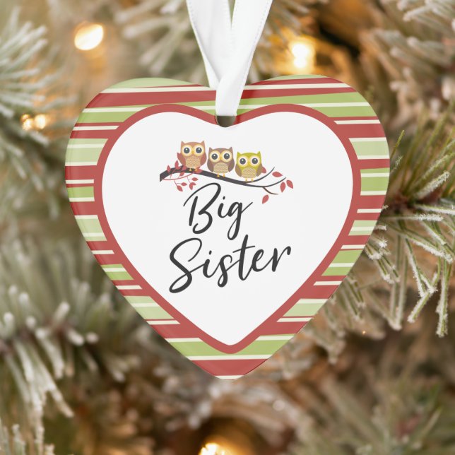 Three Owls On a Branch Big Sister Ornament (Tree)