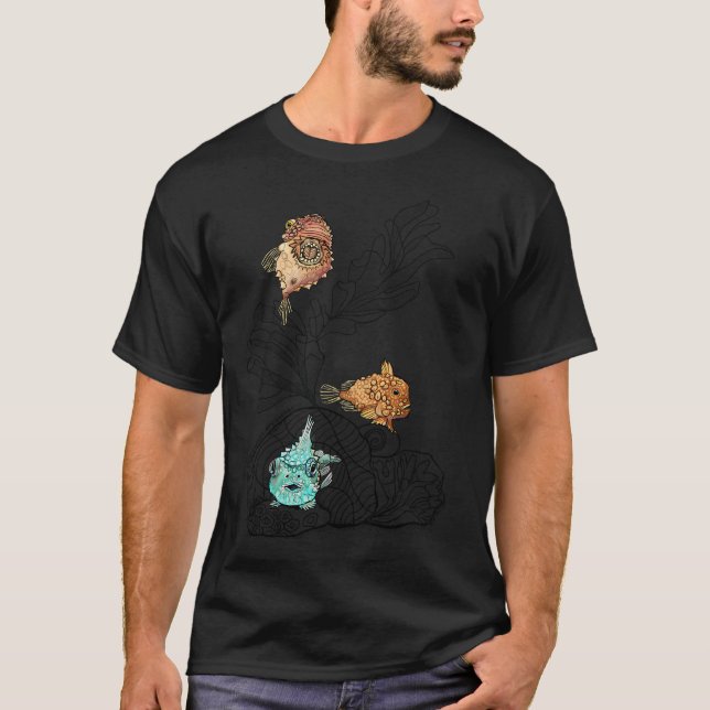 Three Pacific Spiny Lumpsuckers Doodle T-Shirt (Front)