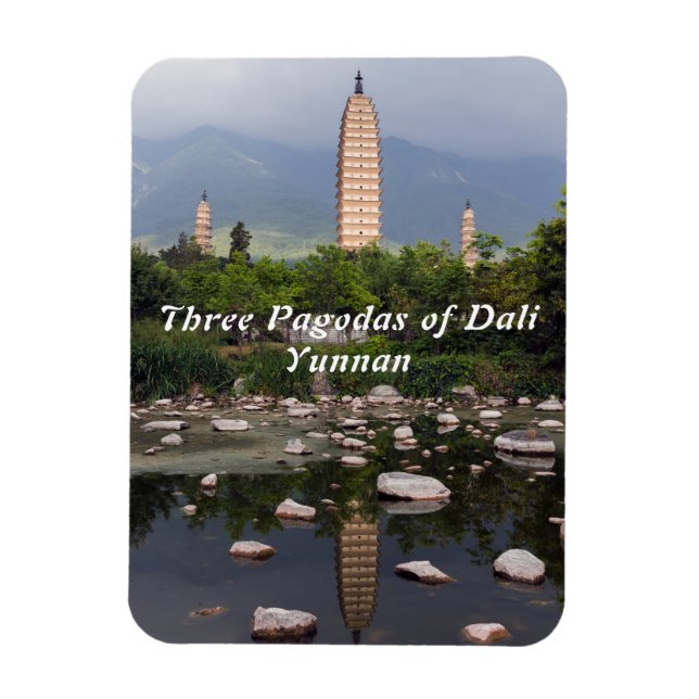 Three Pagodas of Dali, Zhonghe - Yunnan, China Magnet (Vertical)