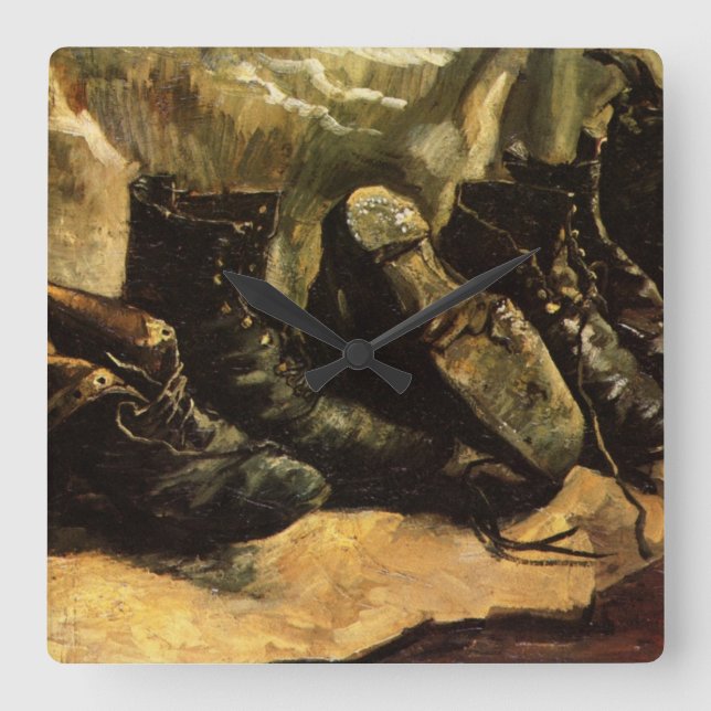 Three Pairs of Shoes by Vincent van Gogh Square Wall Clock (Front)