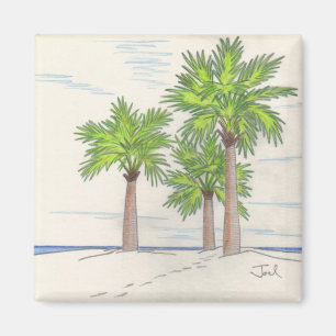 THREE PALMS magnet (square)