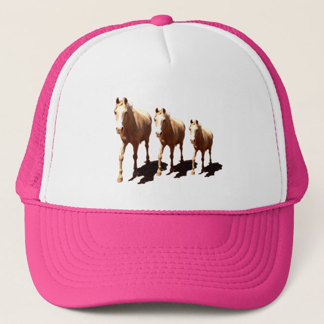 Three Palomino Horses, Pink Trucker Hat (Front)