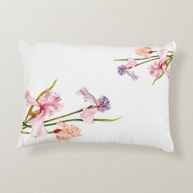 Three Pastel Irises ACCENT PILLOW (Back)