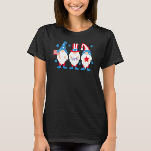 Three Patriotic Gnomes Usa American Flag 4th Of Ju T-Shirt