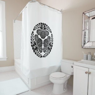 Three paulownia blooms, heads facing outward shower curtain