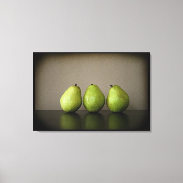 Three pears still life photograph on canvas print (Front)