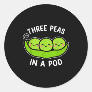 Three Peas In A D Cute Kawaii Funny Classic Round Sticker