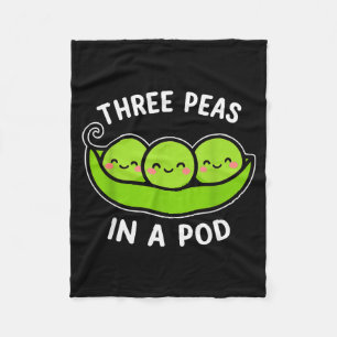 Three Peas In A D Cute Kawaii Funny Fleece Blanket