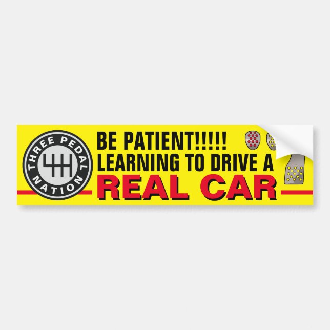 THREE PEDAL NATION BUMPER STICKER (Front)