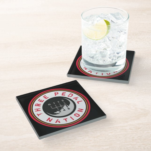 THREE PEDAL NATION GLASS COASTER (Angled)