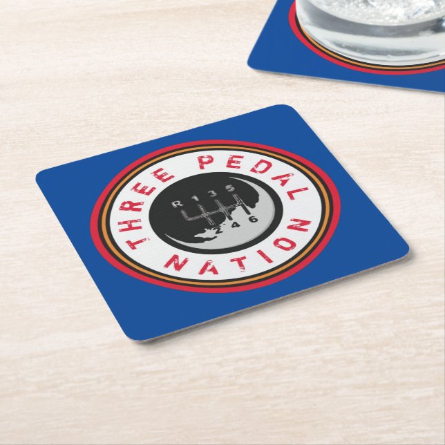 THREE PEDAL NATION SQUARE PAPER COASTER (Angled)