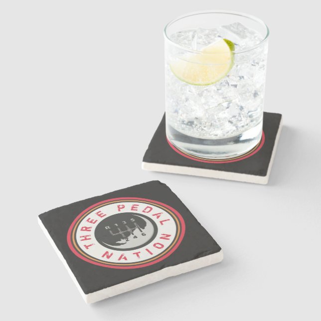 THREE PEDAL NATION Stone Coaster (Side)