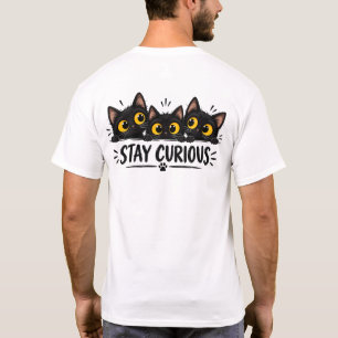 Three Peeking Black Cats Big Yellow Eyes T-Shirt