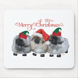 Three Pekingese Puppies Christmas Mouse Pad