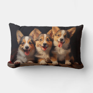 Three Pembroke Welsh Corgis Lumbar Cushion