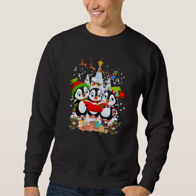 Three Penguins singing Christmas Carols Sweatshirt (Front)