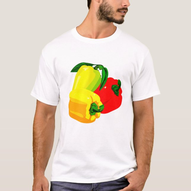 Three peppers graphic red yellow green T-Shirt (Front)