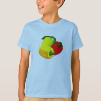 Three peppers graphic red yellow green
