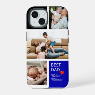 Three Personal Photos personalise Best Dad iPhone 15 Case