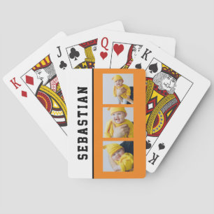 Three Photo And Text Personalised Custom Playing Cards