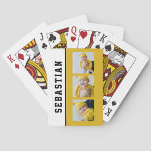 Three Photo And Text Personalised Custom Playing Cards