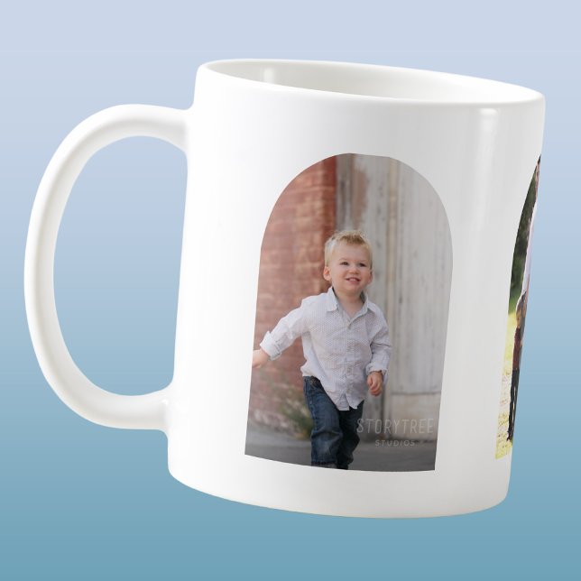 Three Photo Arch Coffee Mug (Coffee mug with your three photos in modern arch shapes.)