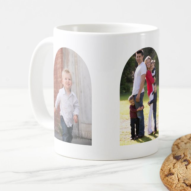Three Photo Arch Coffee Mug (Coffee mug with your three photos in modern arch shapes.)