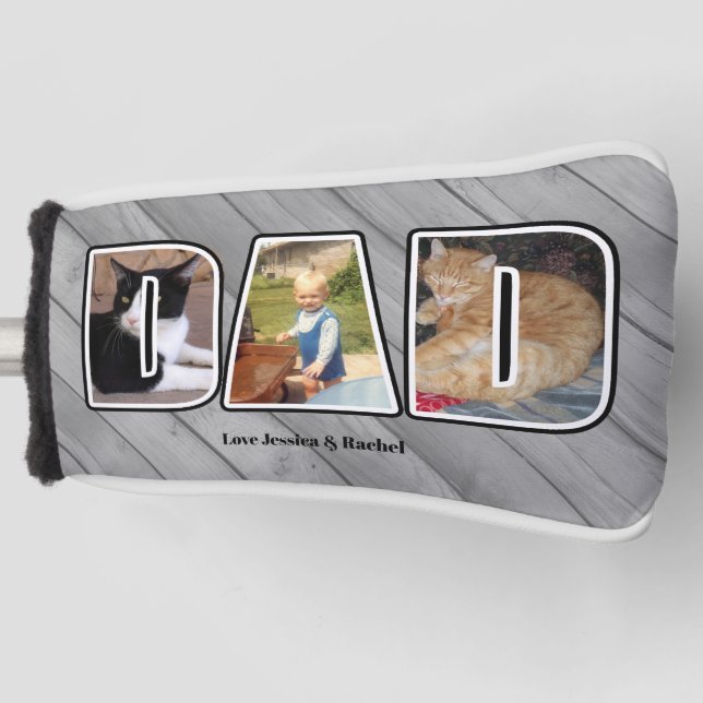 Three Photo Best Dad Ever Custom Name Golf Head Co Cover (Front)