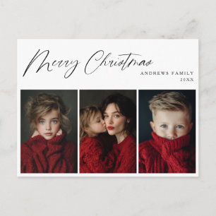 Three photo Christmas Holiday Design Postcard