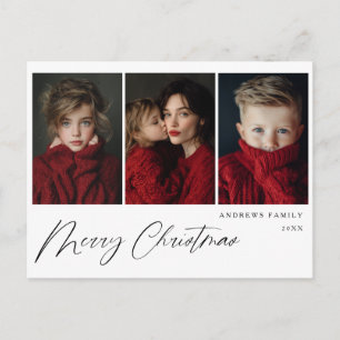 Three photo Christmas Holiday Design Postcard