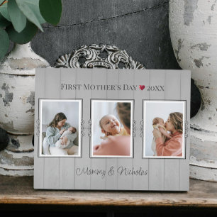 Three Photo Collage First Mothers Day Plaque