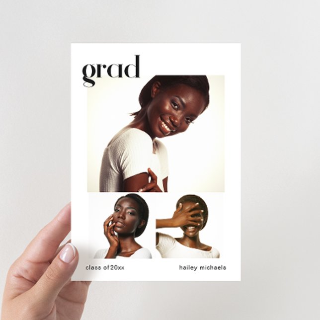 Three Photo Collage Graduation Party Invitation (Creator Uploaded)