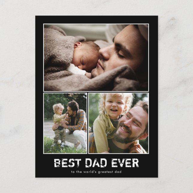 Three Photo Collage Modern Father's Day Postcard (Front)