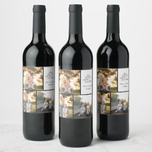 Three Photo Collage Wedding Custom Wine Label