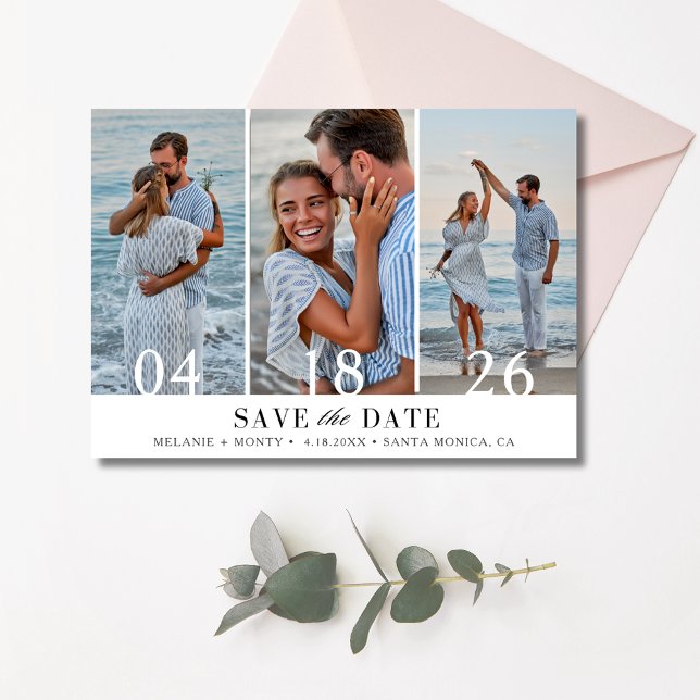Three Photo Collage Wedding Save the Date (Three Photo Collage Wedding Save the Date)