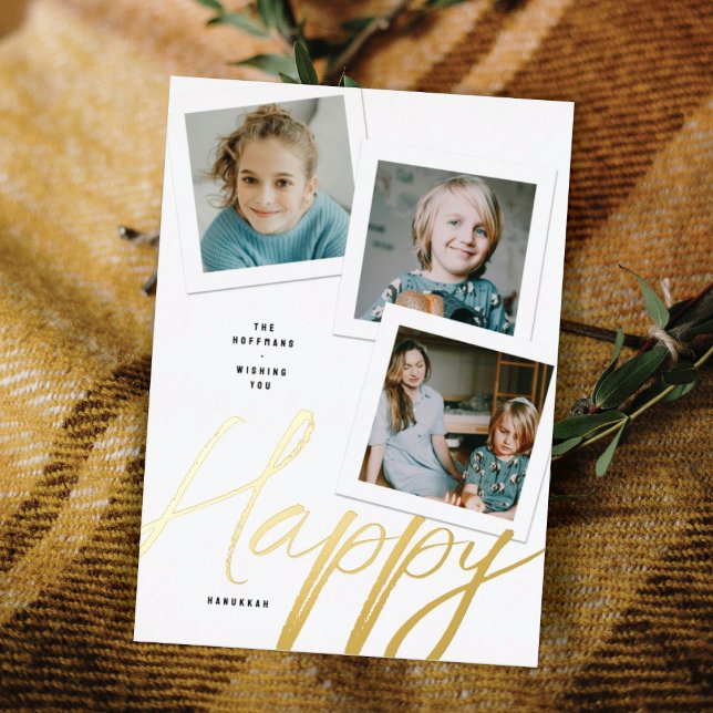 THREE PHOTO FOIL HANUKKAH CARD (Creator Uploaded)