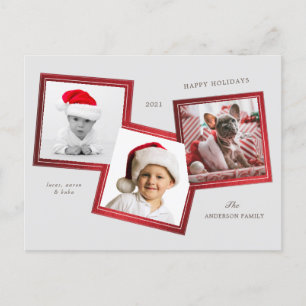 three photo frame family holiday postcard