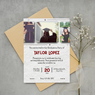 Three Photo Graduation Celebration Invitation