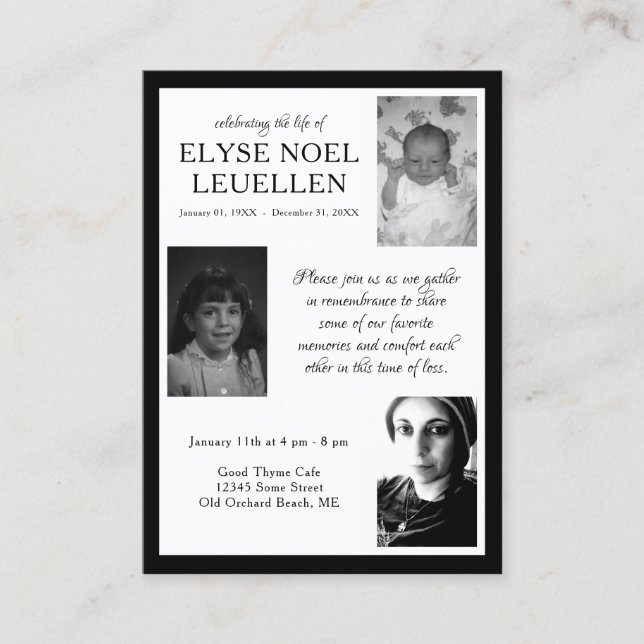 three photo memorial cards (Front)