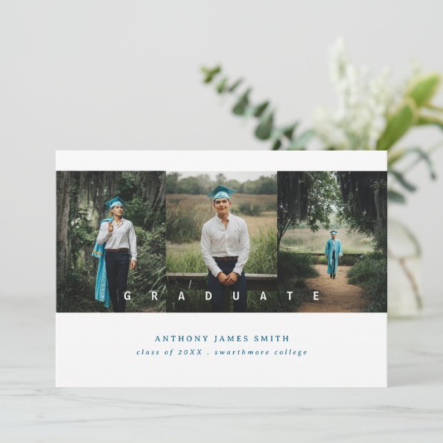three photo minimalistic elegant announcement (Standing Front)