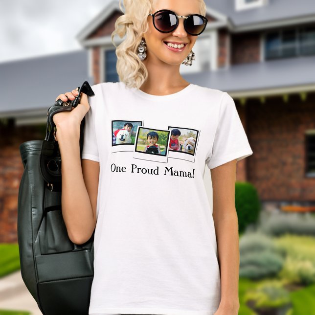 Three Photo Mother's Day Personalised T-Shirt (custom photo tshirt mama)