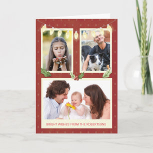 Three Photo Personalise From Name Light String Red Card