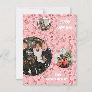 Three Photo Pink Whimsical Postcard